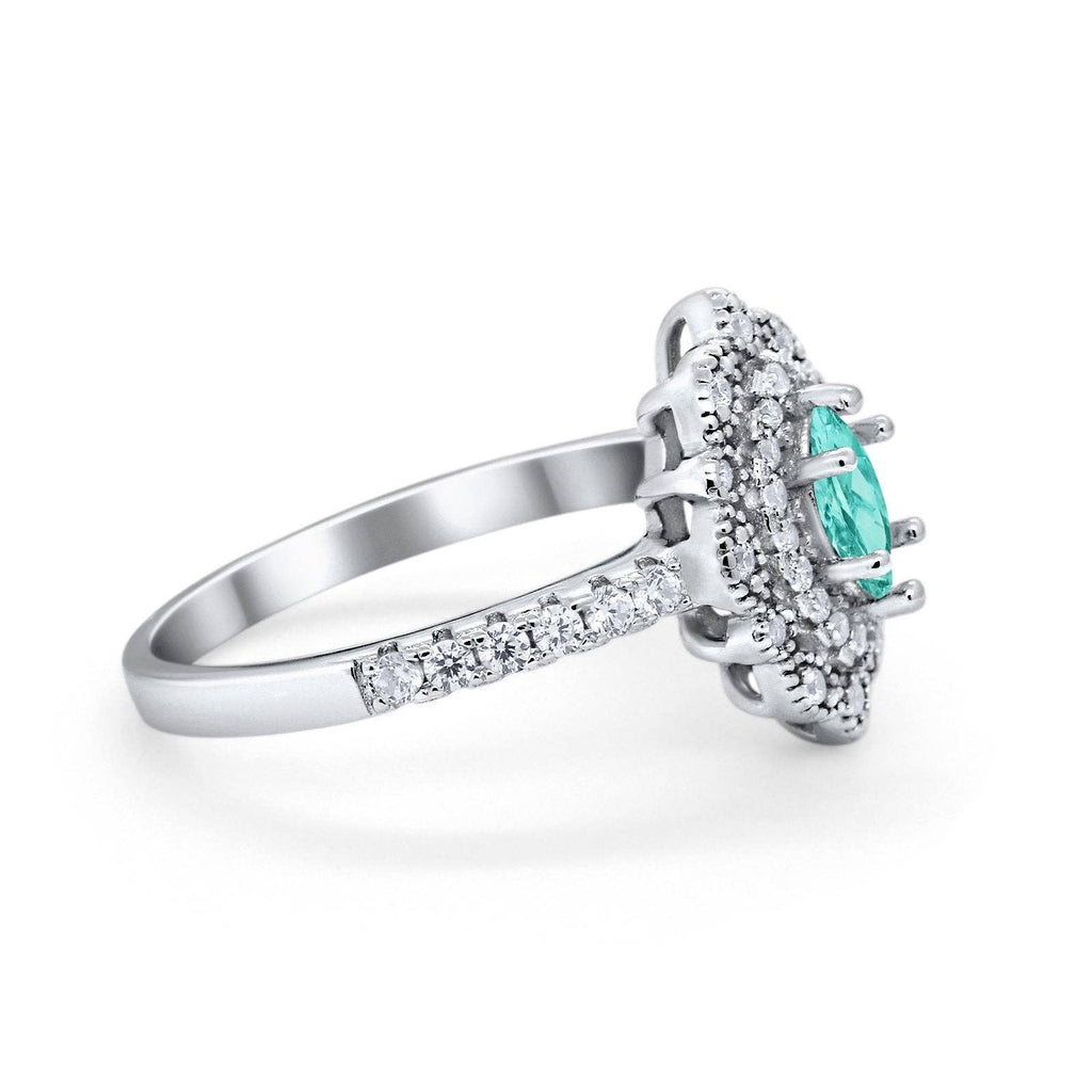 Art Deco Marquise Wedding Ring Simulated Paraiba Tourmaline CZ: Simulated Paraiba Tourmaline CZ size L