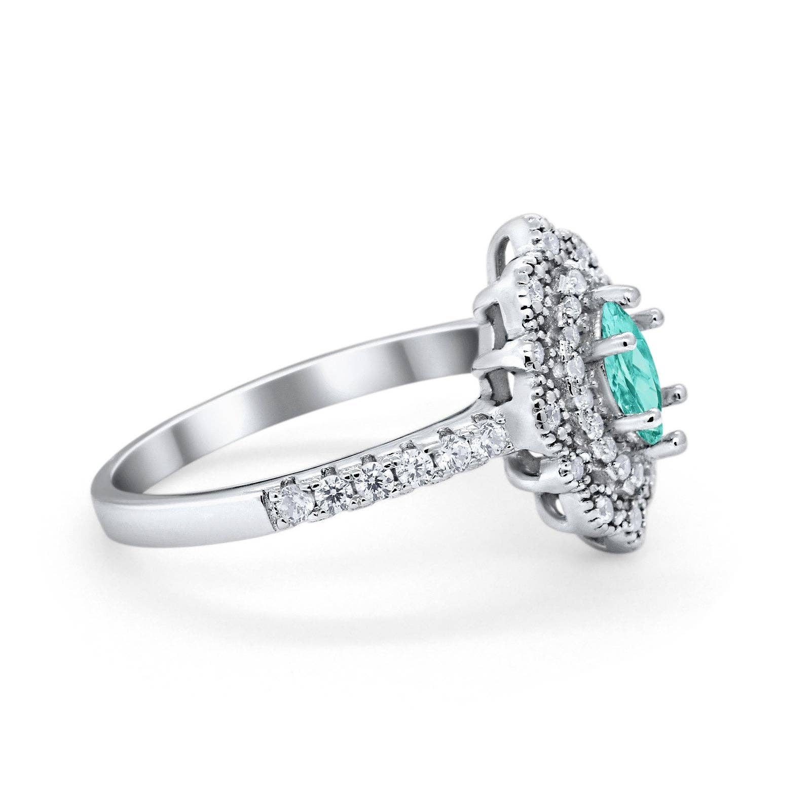 Art Deco Marquise Wedding Ring Simulated Paraiba Tourmaline CZ: Simulated Paraiba Tourmaline CZ size L