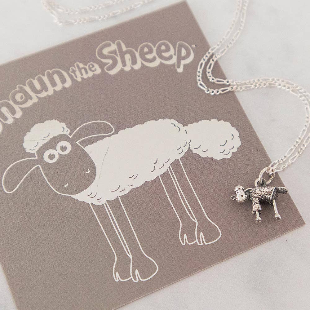 Shaun The Sheep in a Jumper Necklace (Sterling Silver): Fine Figaro Chain