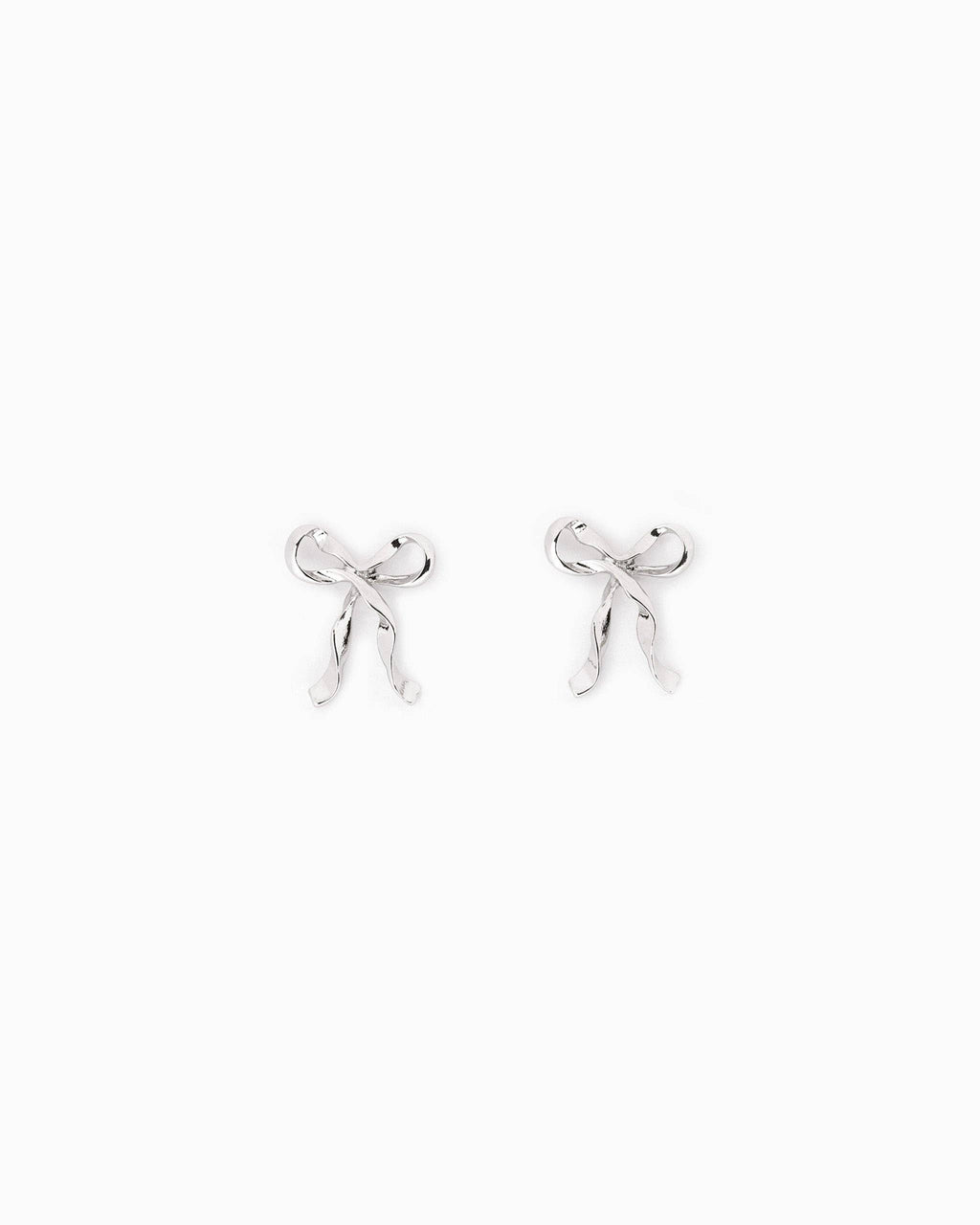 Twisted Metal Bow Earrings: Gold