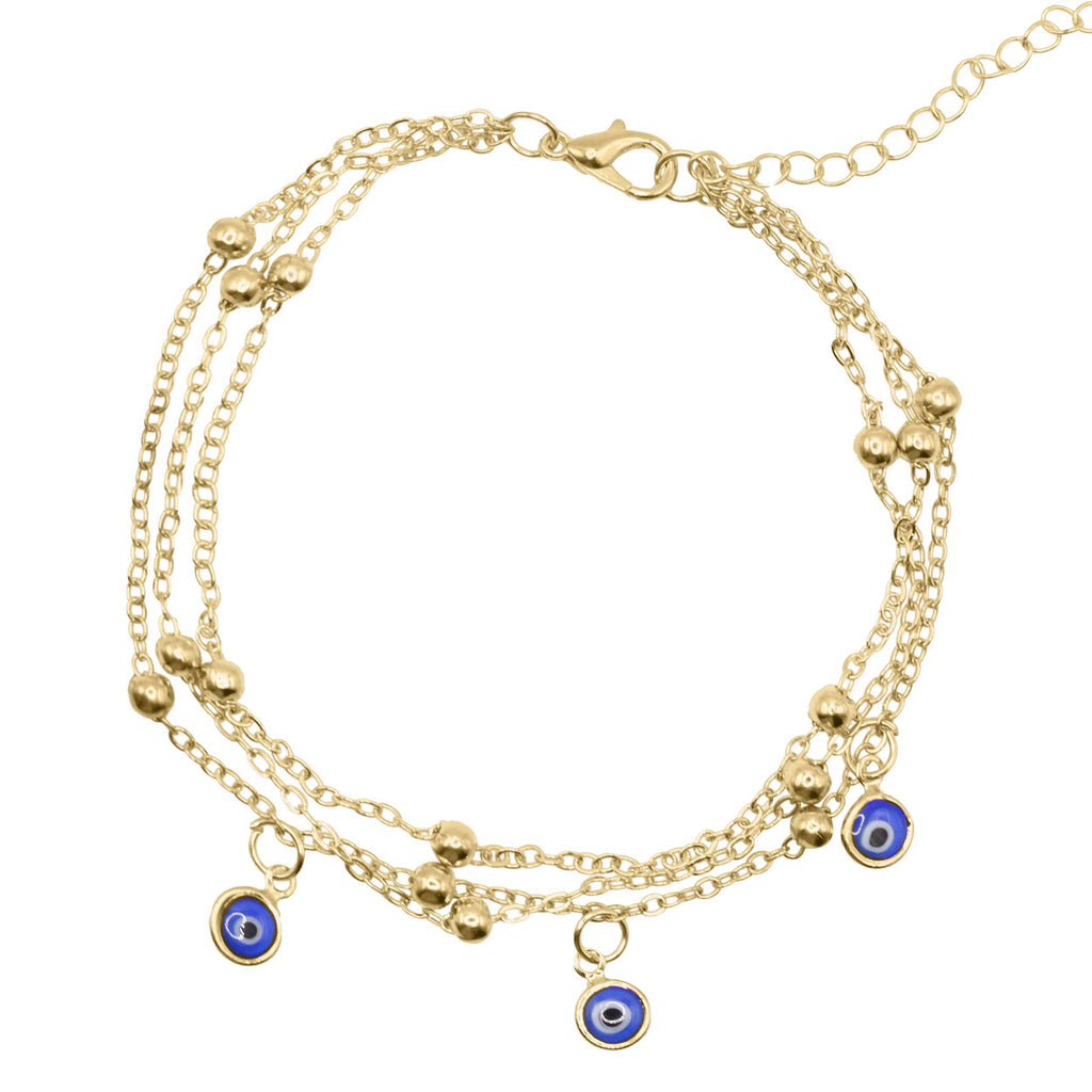 Sevda Evil Eye Charm Anklet | 18K Gold Plated