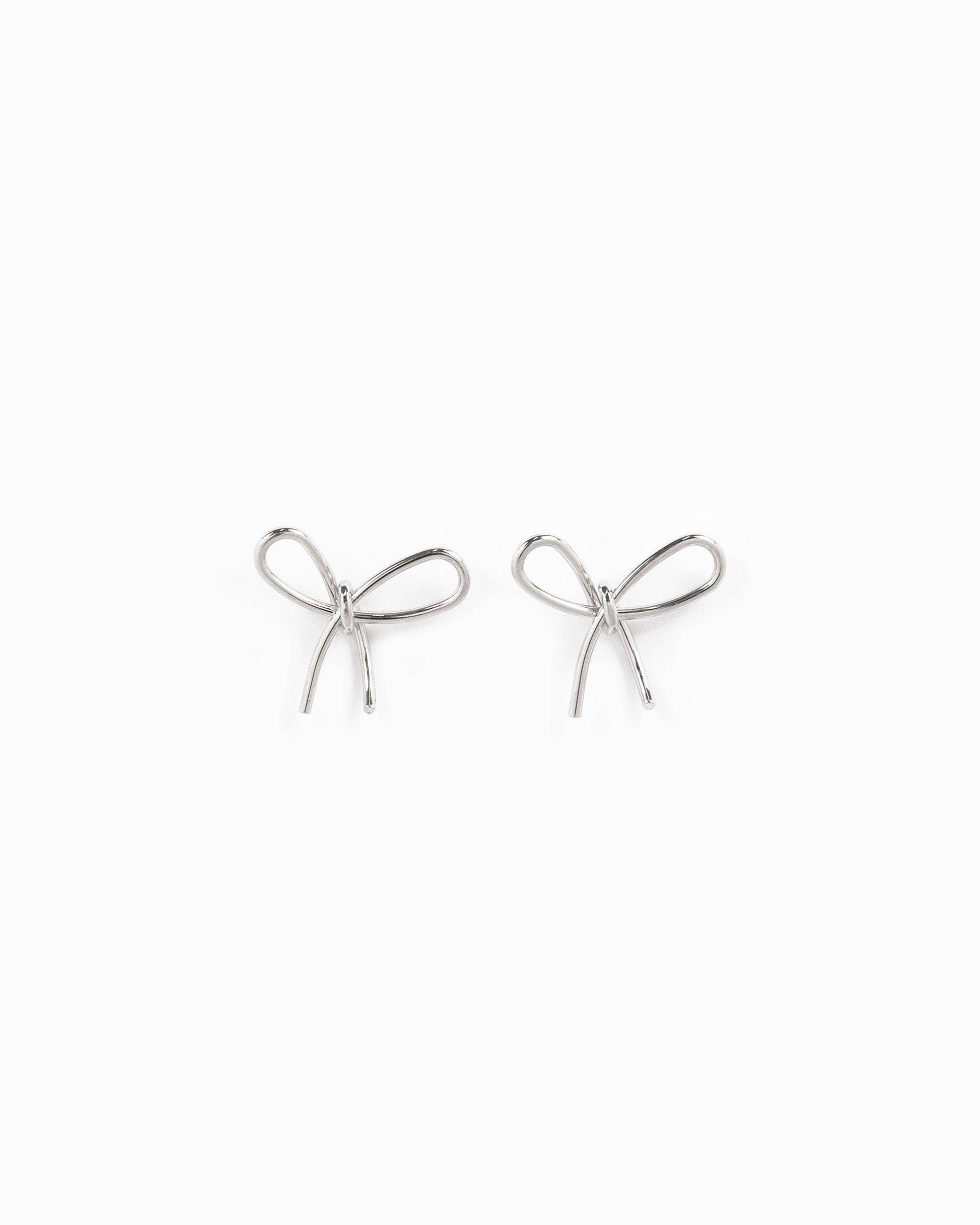 Thin Line Bow Stud Earrings: Gold