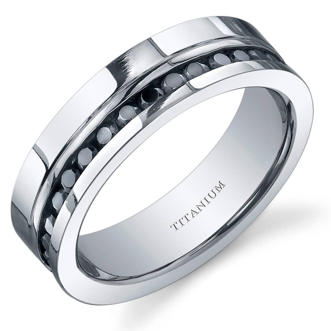 Black Cubic Zirconia Mens 6mm Titanium Eternity Band Size 12