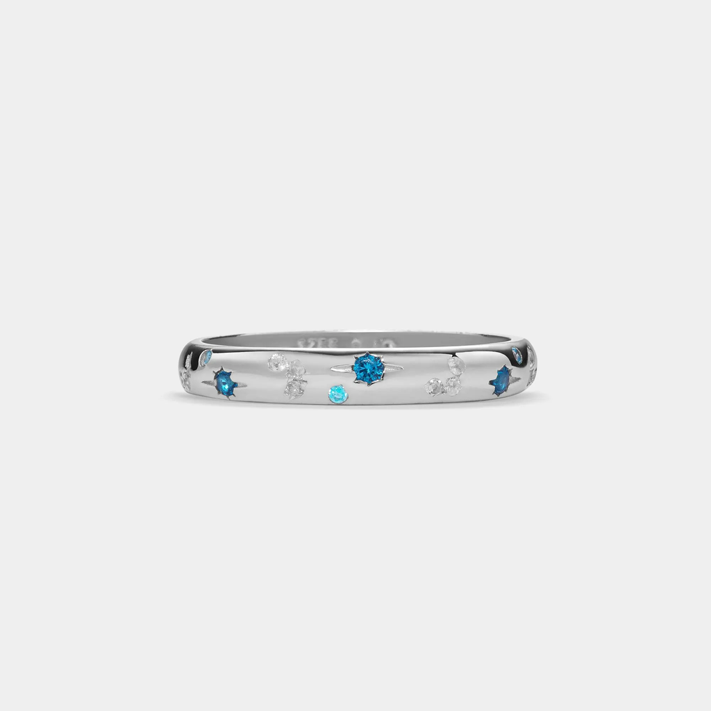 Blue Moon Star Stacking Band Ring in 925 Sterling Silver: Gold size U