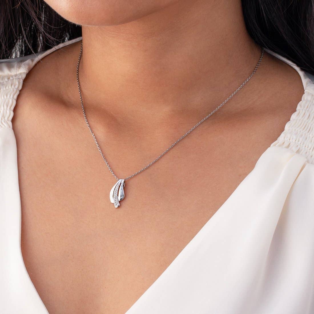 Sterling Silver Windswept Charm Pendant Hypoallergenic