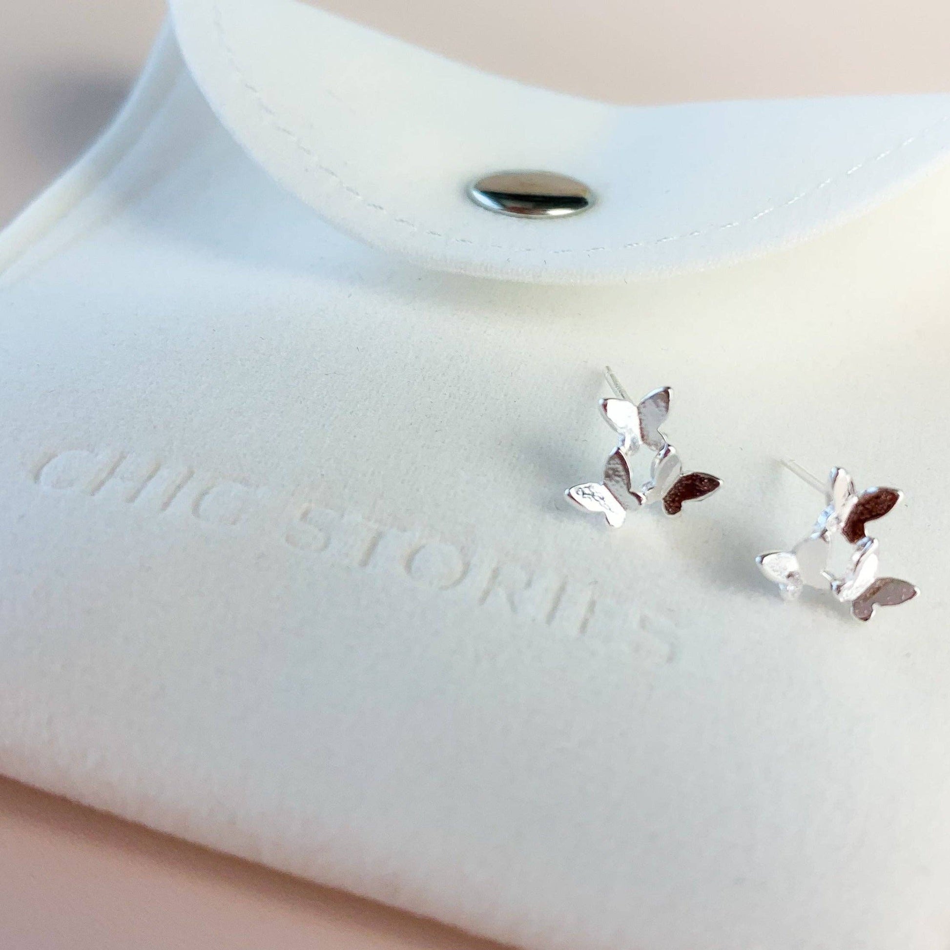 Sterling Silver Three Butterfly Stud Earrings