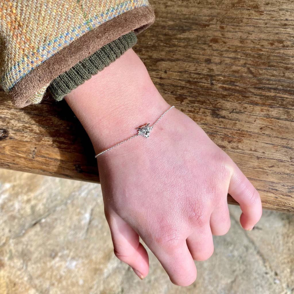 Sterling Silver Highland Cow Bracelet Rose