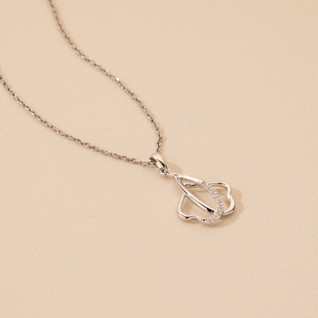 Sterling Silver Linked Hearts Pendant Hypoallergenic