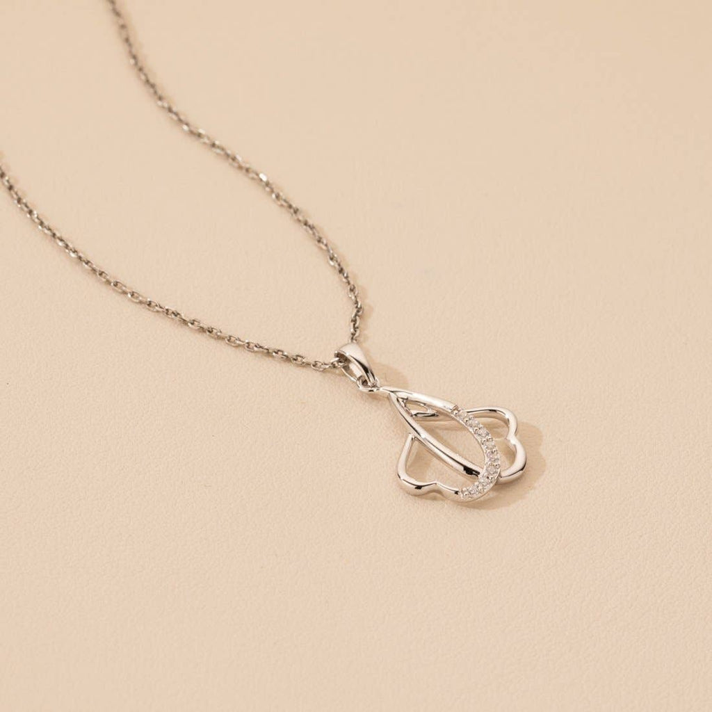 Sterling Silver Linked Hearts Pendant Hypoallergenic