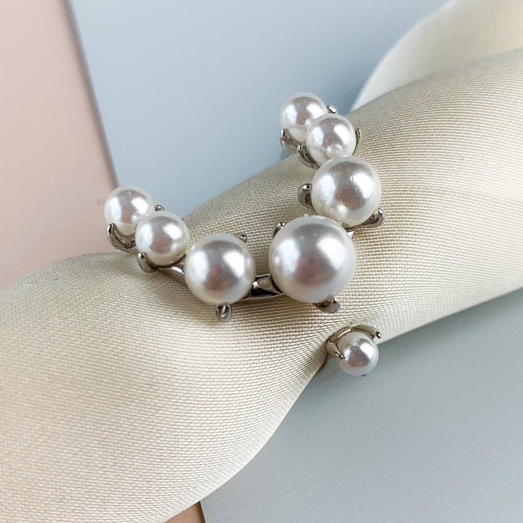 Sterling Silver Pearl Curved Open Ring