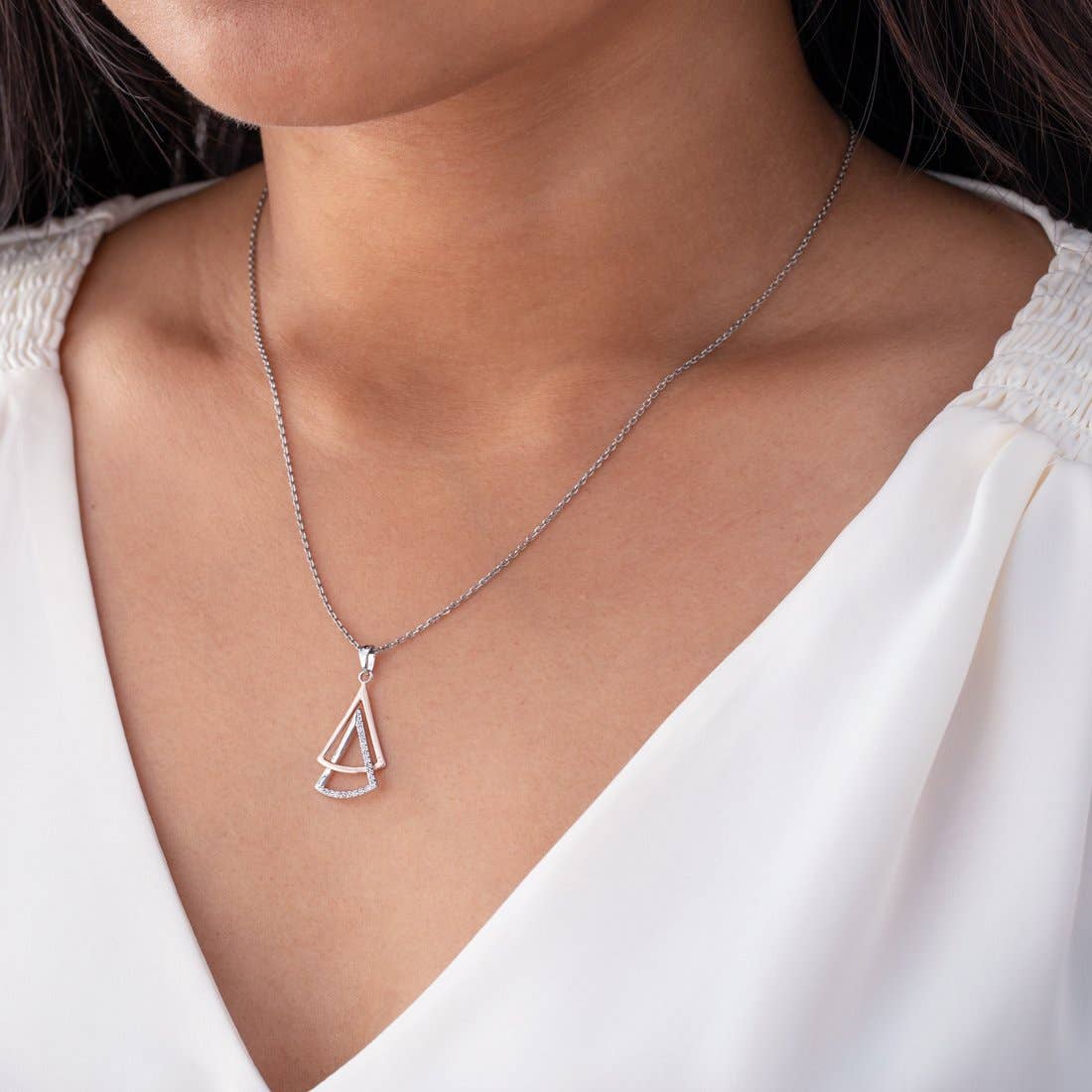 Sterling Silver Layered Fan Pendant Hypoallergenic