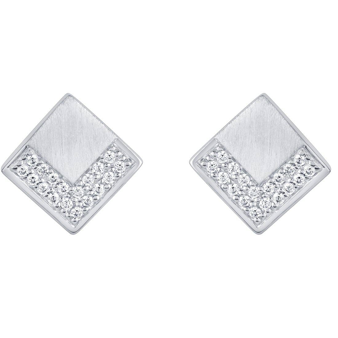 Sterling Silver Adorned Geometric Floating Earrings