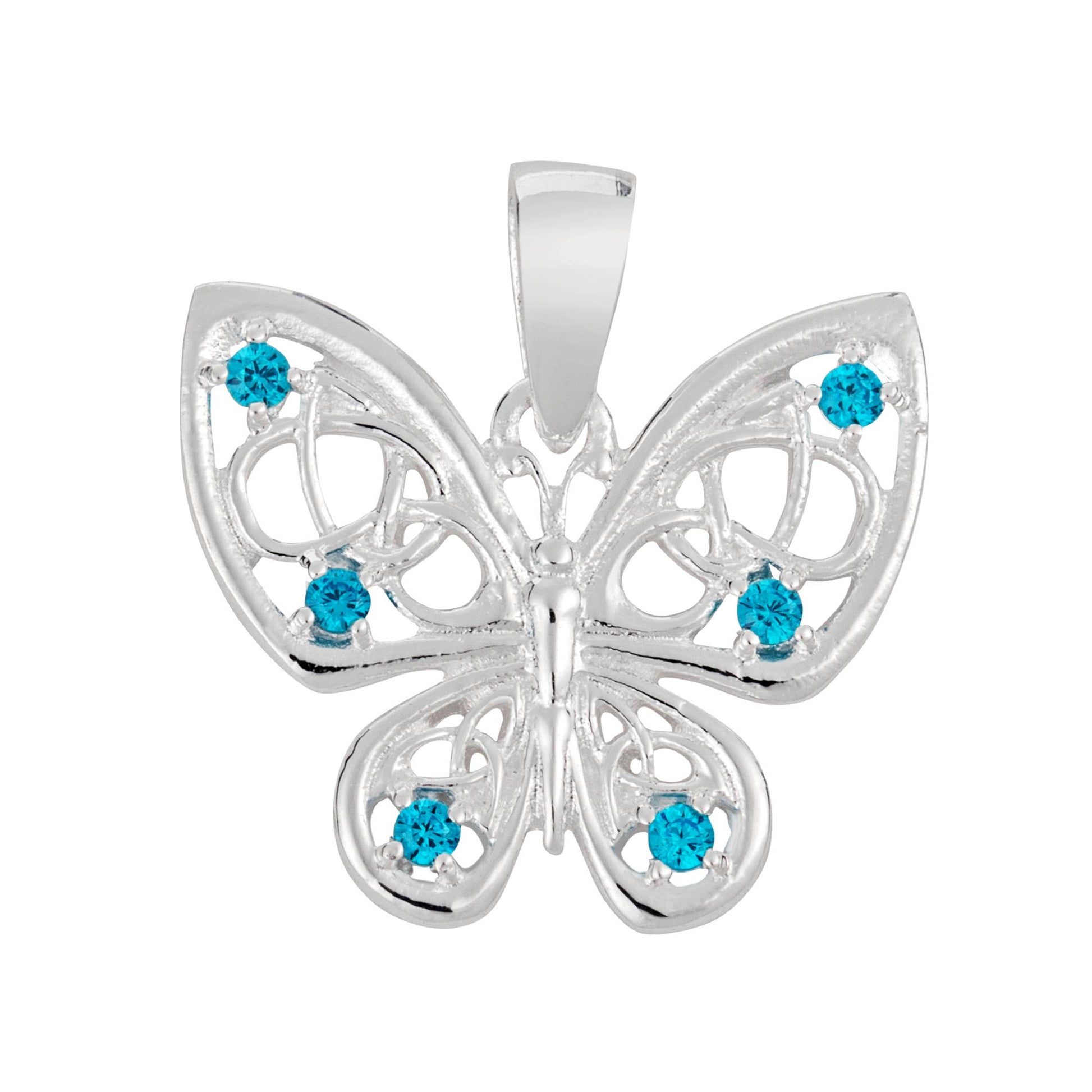 Beautiful 925 Silver Aqua Butterfly Pendant: Necklace