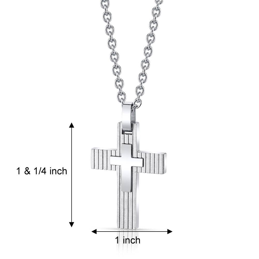 Stainless Steel Cross Pendant Necklace With Chain