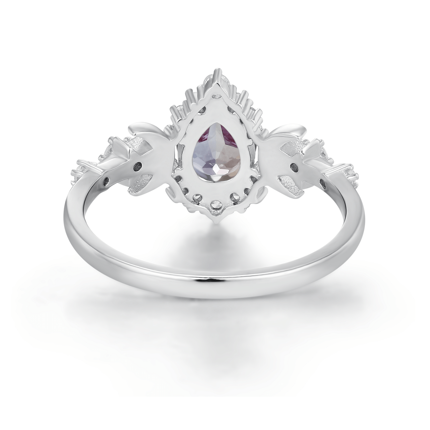Galactic Pear Cut Alexandrite Ring: White Gold Vermeil / size P
