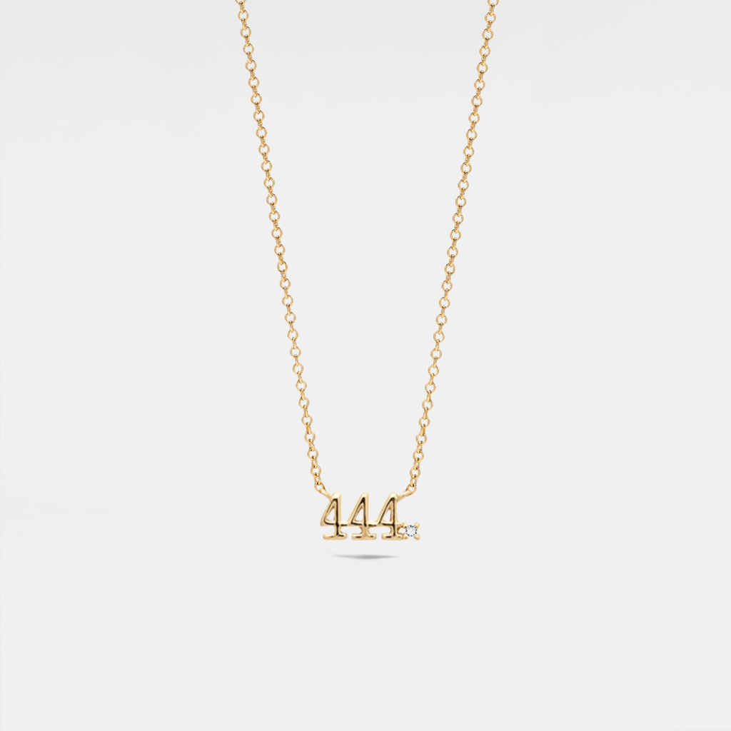 Dainty Angel Number Charm Necklace in 925 Sterling Silver: Yellow Gold / 777