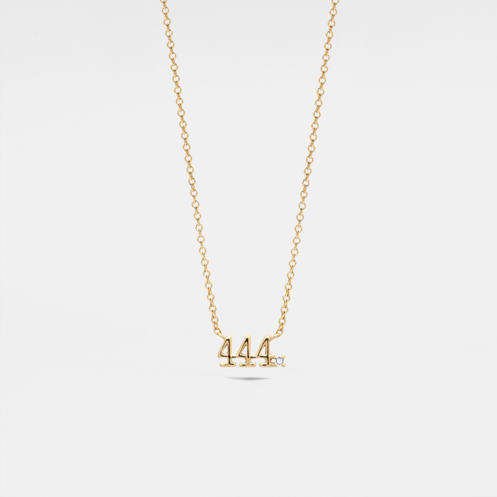 Dainty Angel Number Charm Necklace in 925 Sterling Silver: Yellow Gold / 111