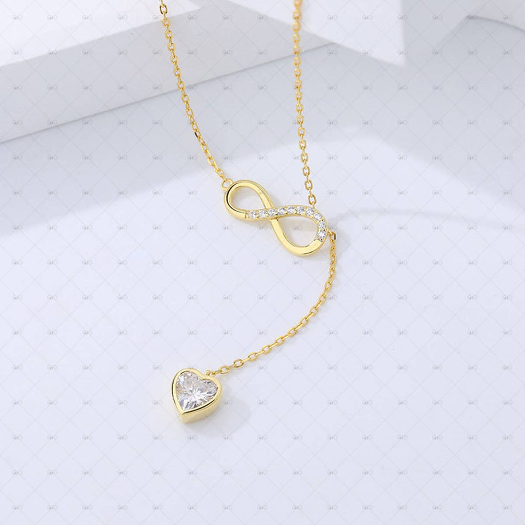 S925 Silver Möbius Heart Shape Zircon Necklace