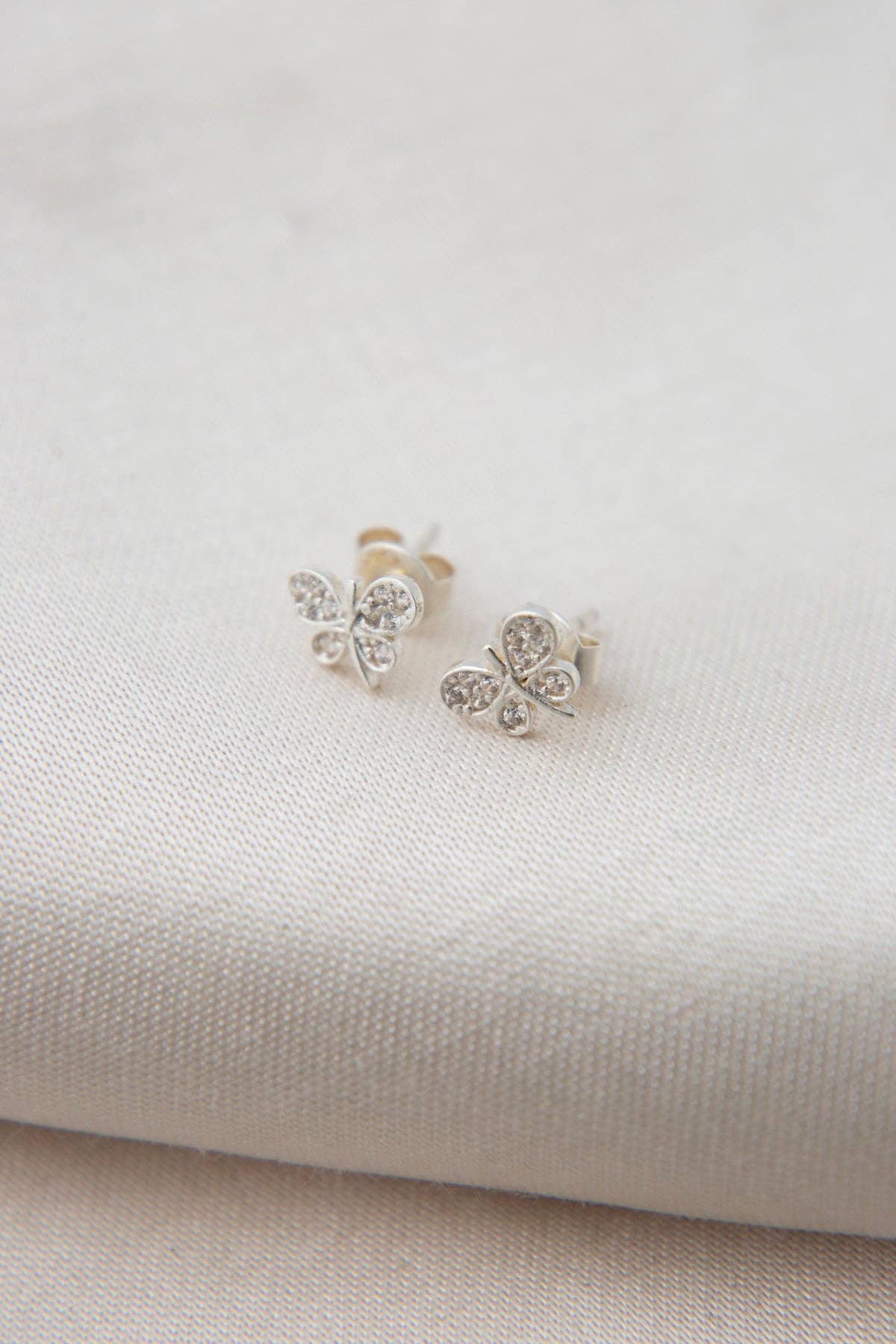 Women's 925 Sterling Silver Butterfly Earrings: SILVER