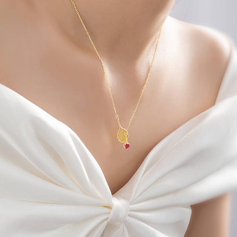 Pink Heart Tennis Charm Necklace in 925 Sterling Silver