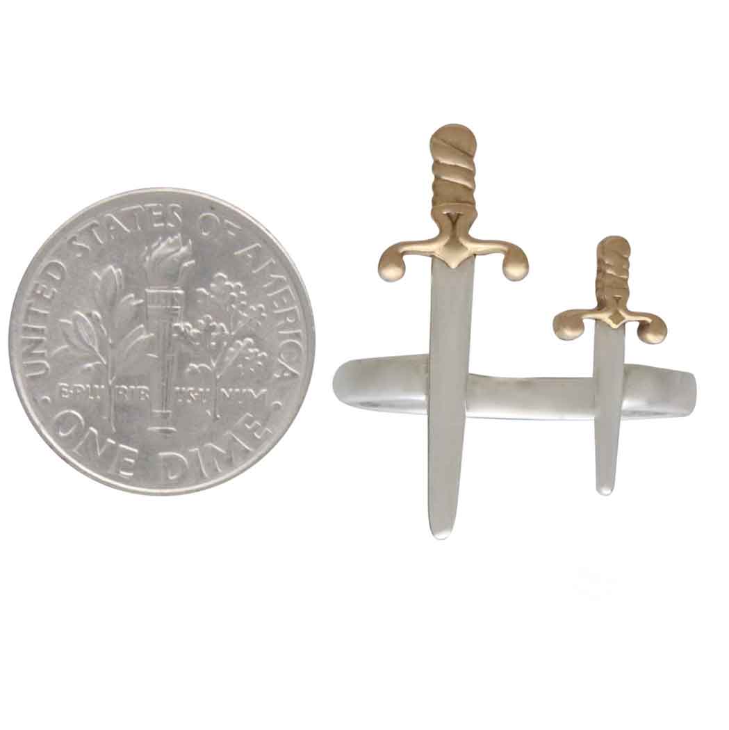 Mixed Metal Adjustable Swords Ring adjustable size N+