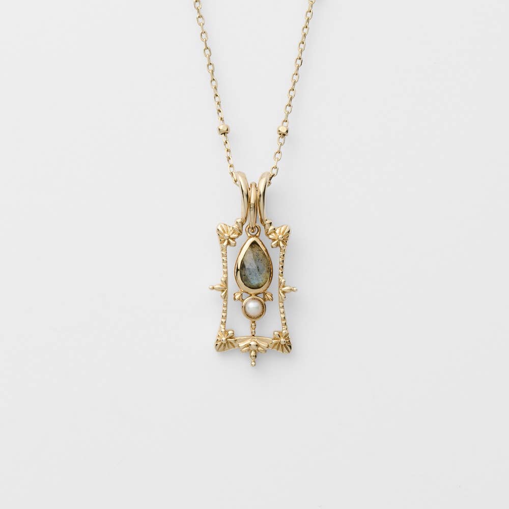 S925 Sterling Silver Labradorite Freshwater Pearl Necklace