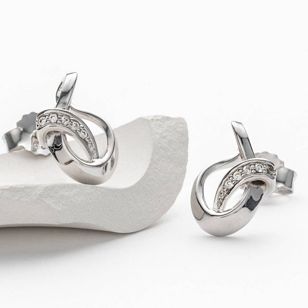 Sterling Silver Ribboned Teardrop Earrings Hypoallergenic