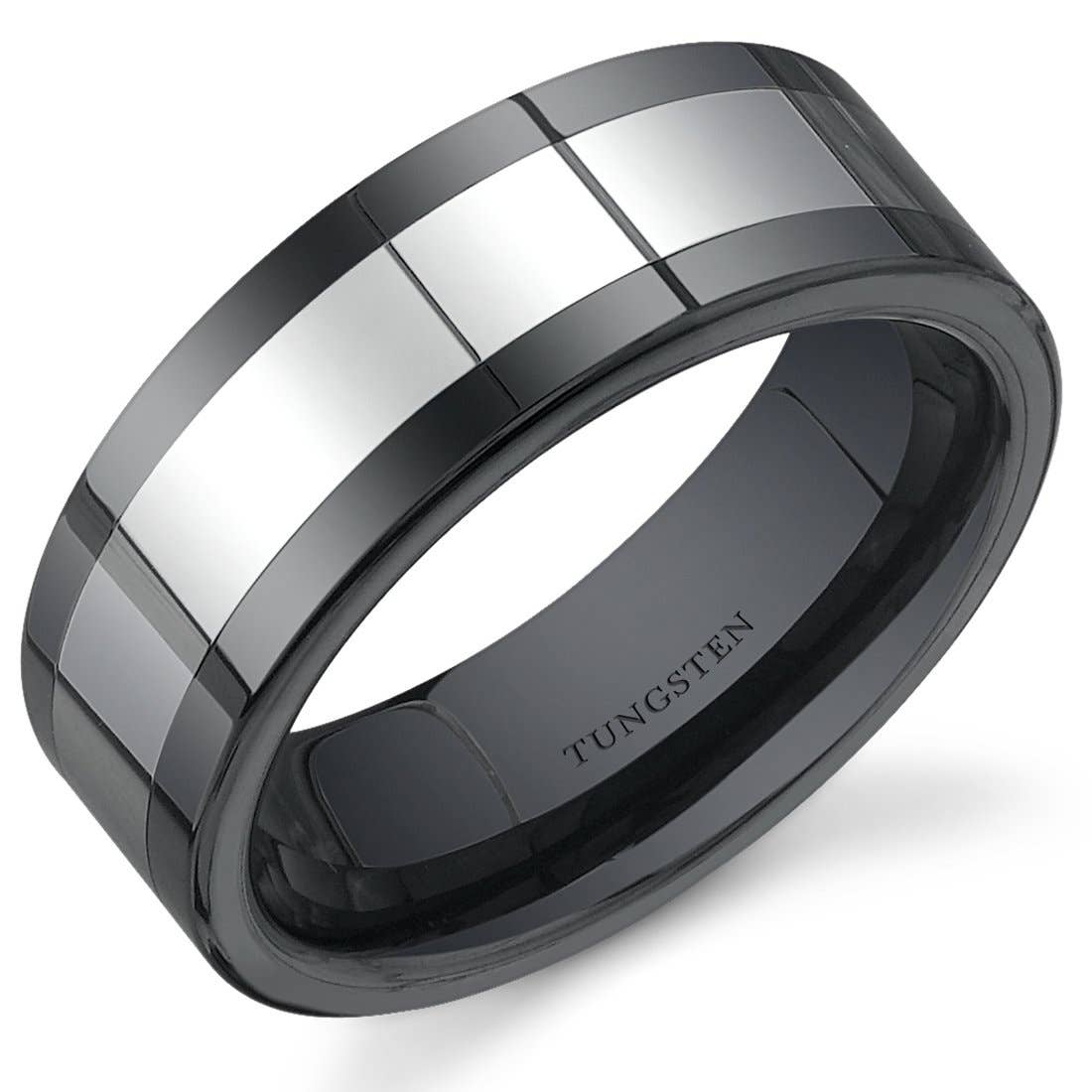 8mm Men's Black Ceramic and Premium Tungsten Band Size 12.5