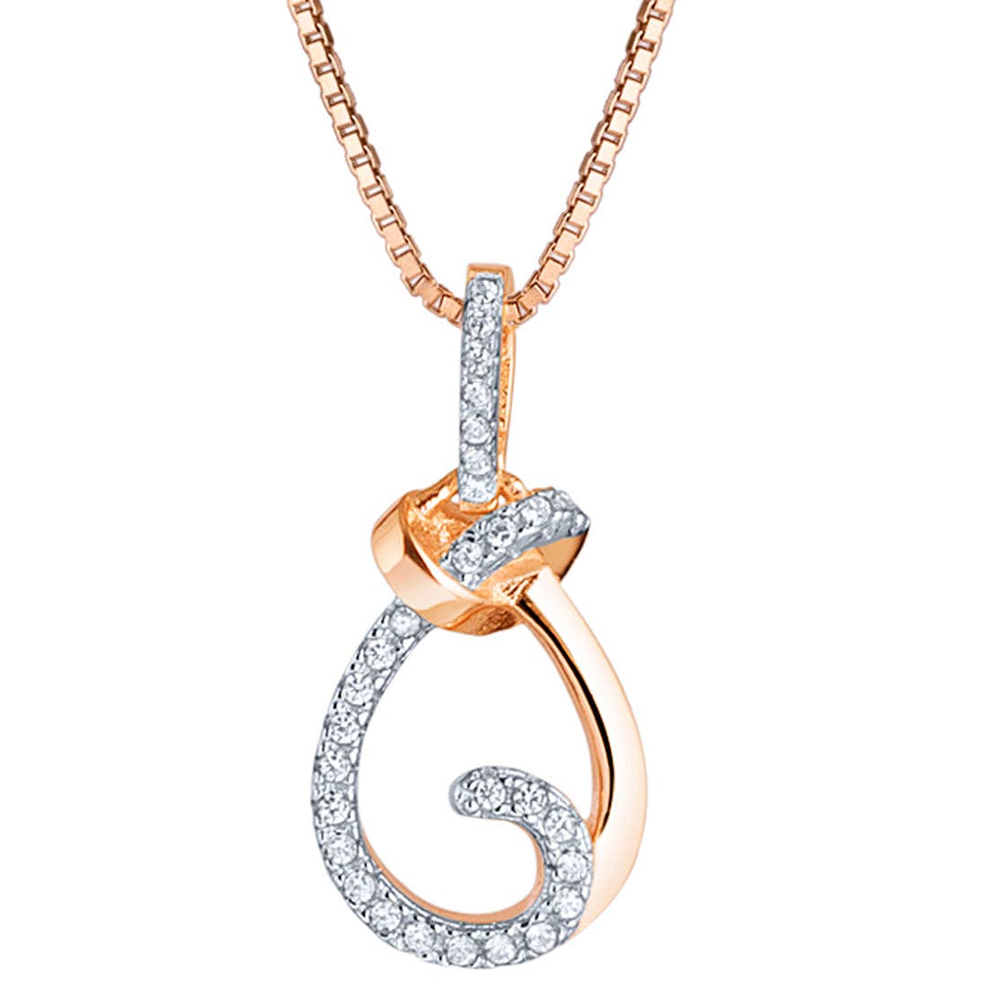 Sterling Silver Cubic Zirconia Teardrop Knot Design Pendant