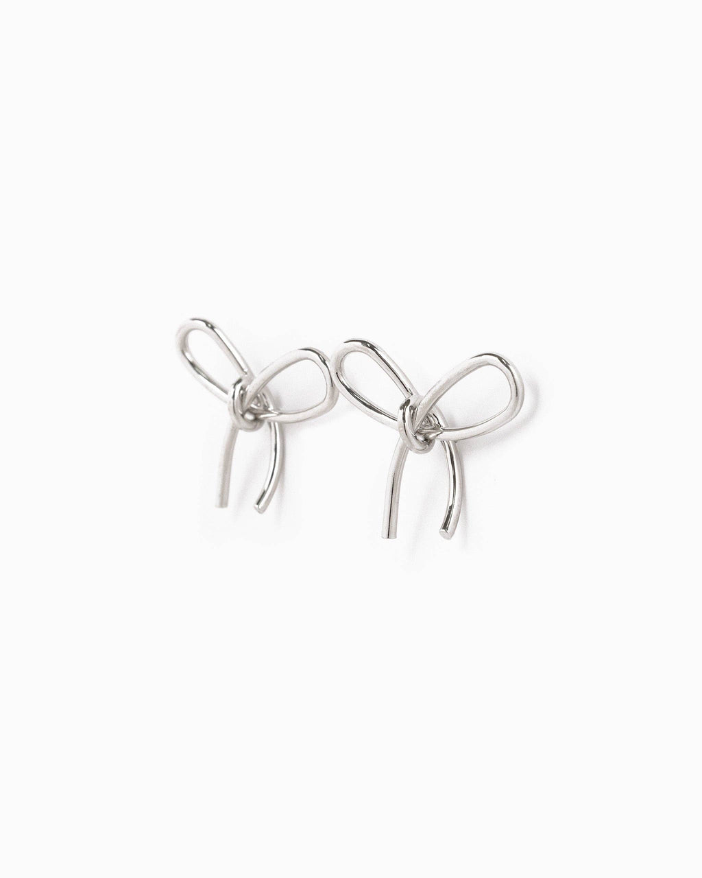 Thin Line Bow Stud Earrings: Gold