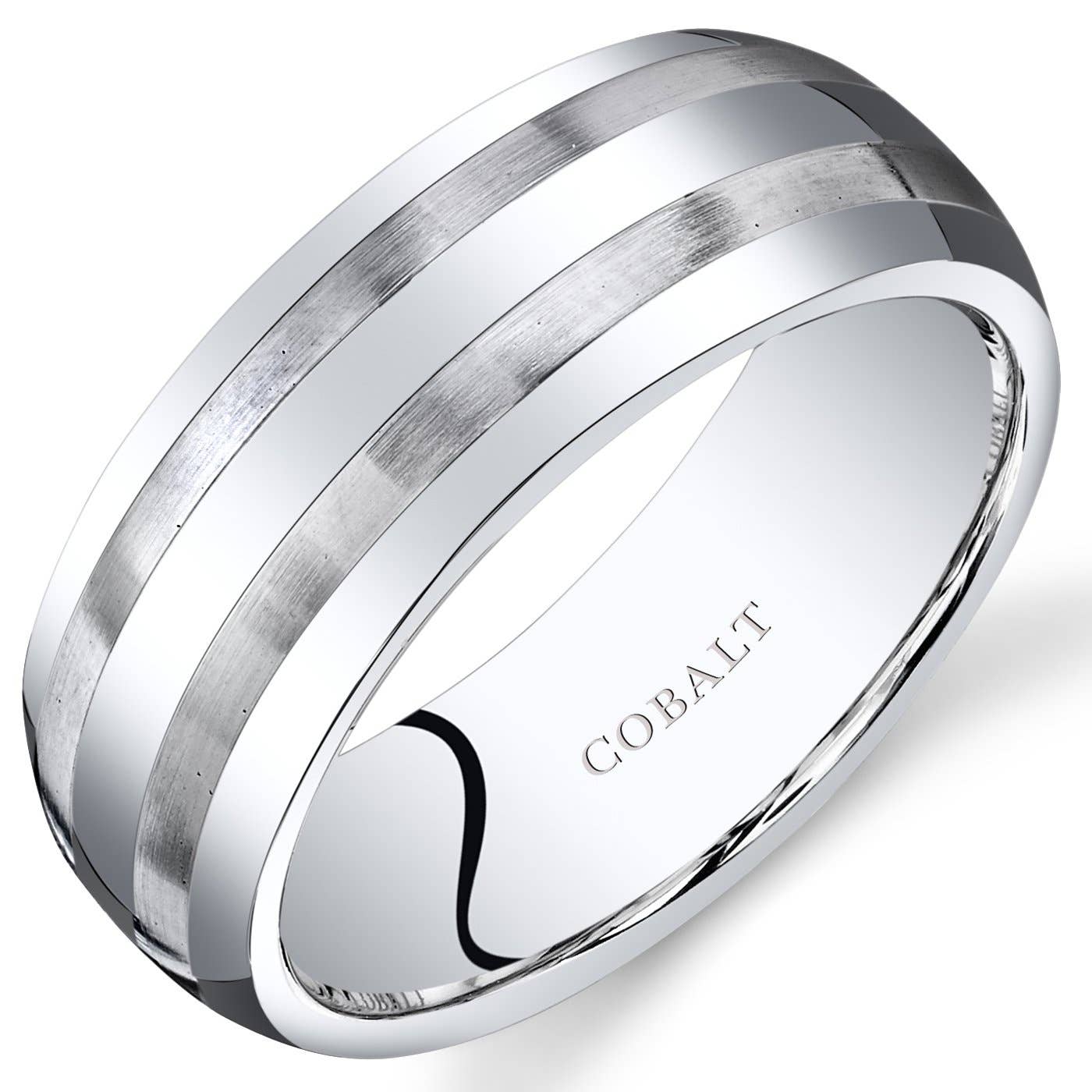 Men's 8mm Cobalt Ring Band Beveled Edge Size 13.5
