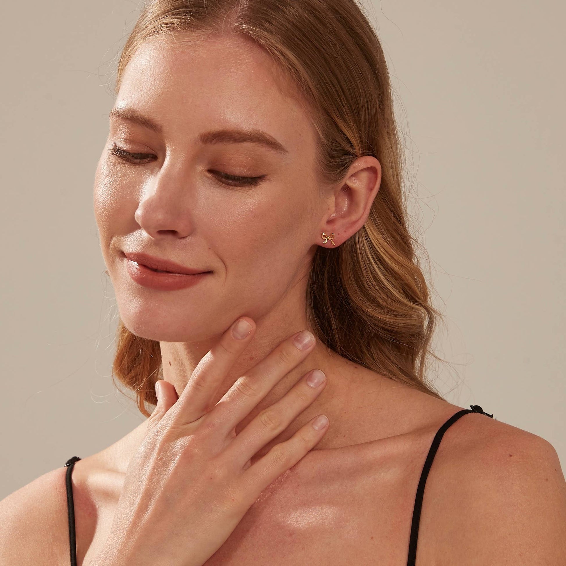 Cute Bow Tie Bowknot Stud Earring in 925 Sterling Silver: Gold