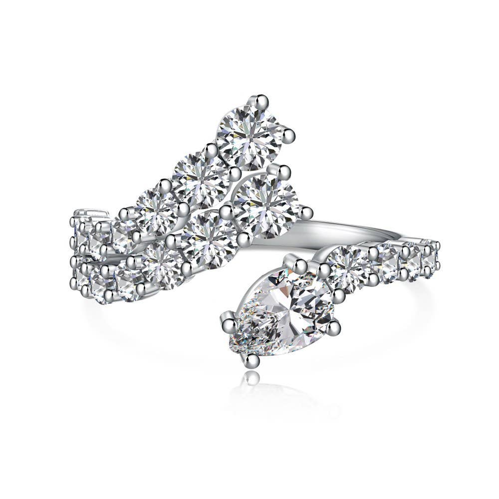 S925 Sterling Silver Snake Pear-Shaped Zircon Ring