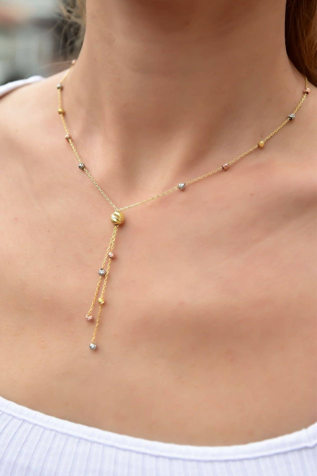 Women's 3-Color Doric Cluster 925 Sterling Silver Necklace: GOLD