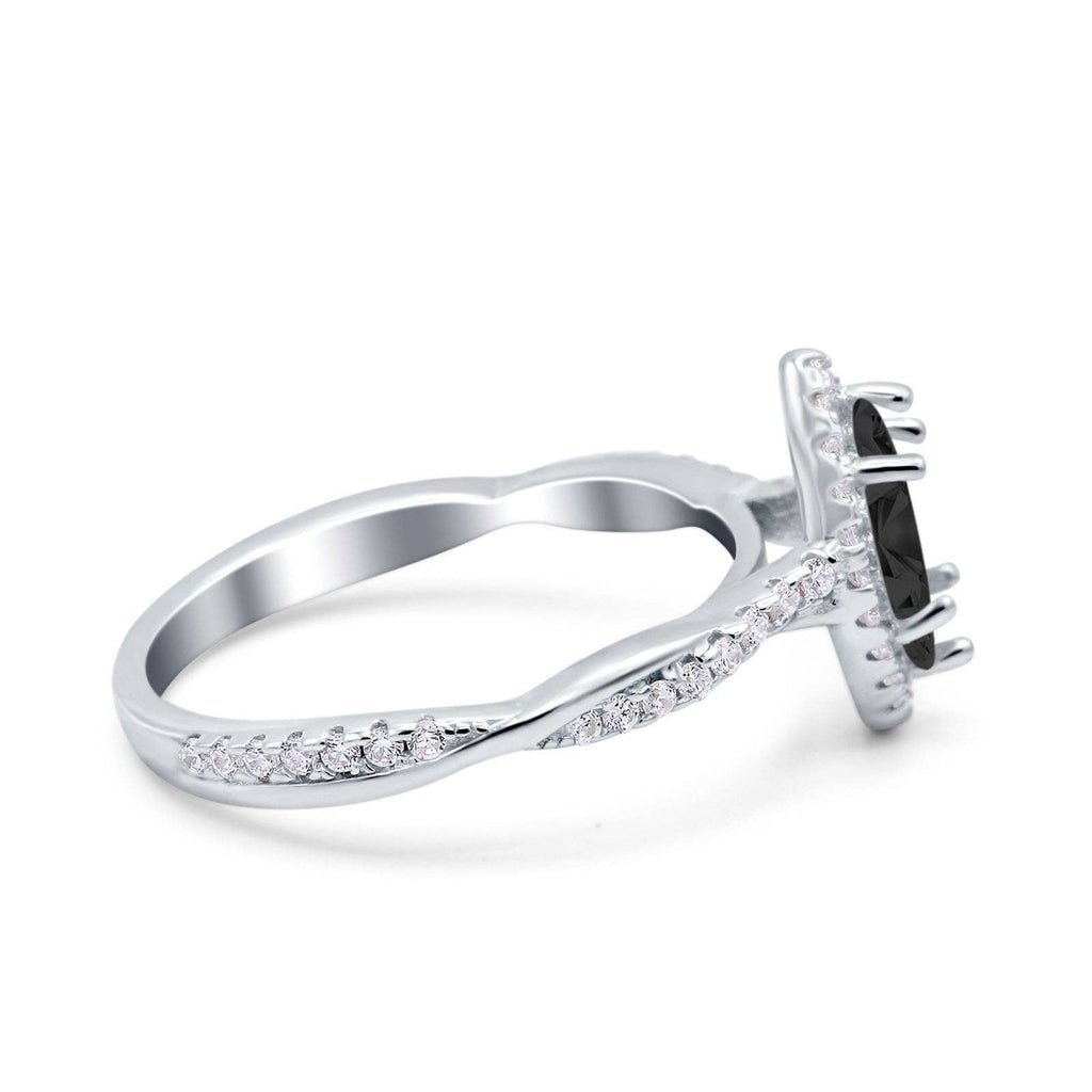 Infinity Twist Marquise Vintage Wedding Ring Simulated Black CZ: Simulated Black CZ /size L