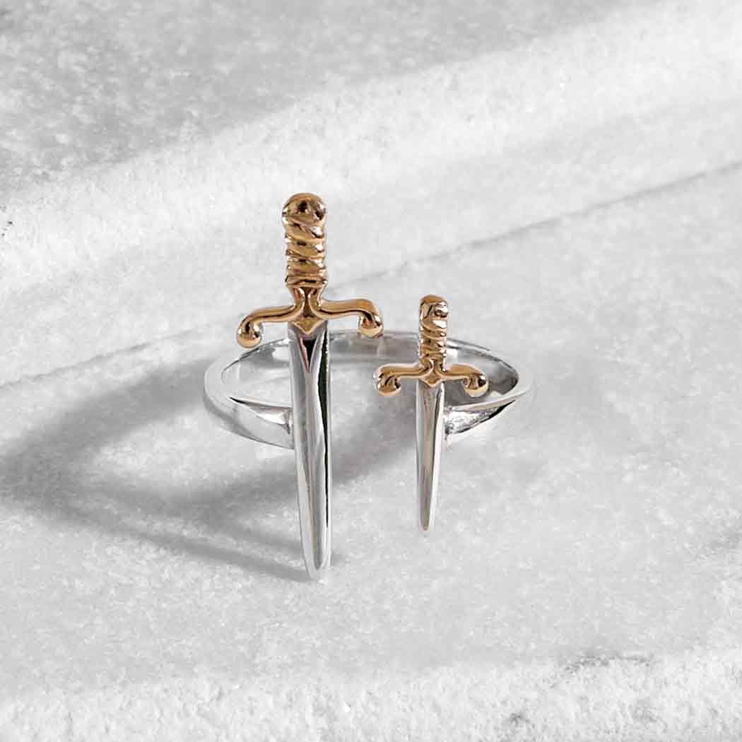 Mixed Metal Adjustable Swords Ring adjustable size N+
