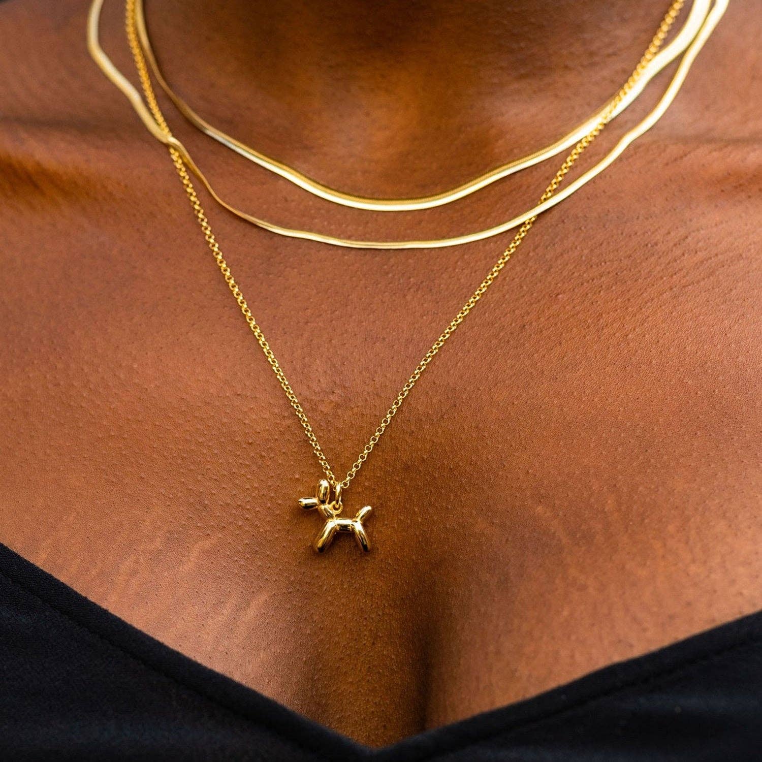 Balloon Dog Necklace: Chain: 40-45cm / 18k Gold Plated Sterling Silver