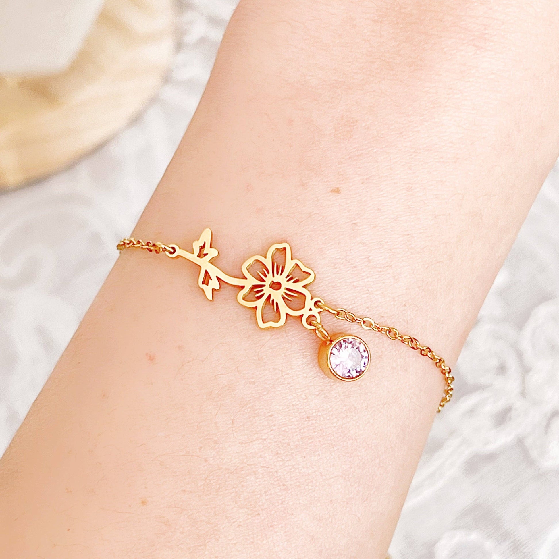 October Birth Flower Cosmos Bracelet