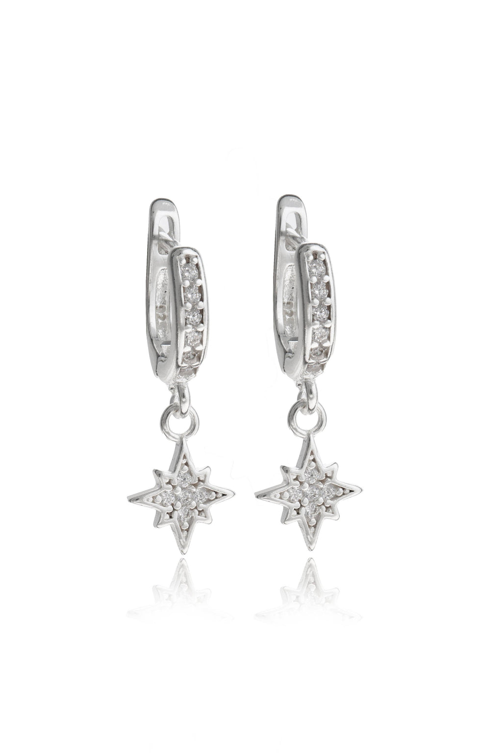 Women's 925 Sterling Silver North Star Earrings: SILVER