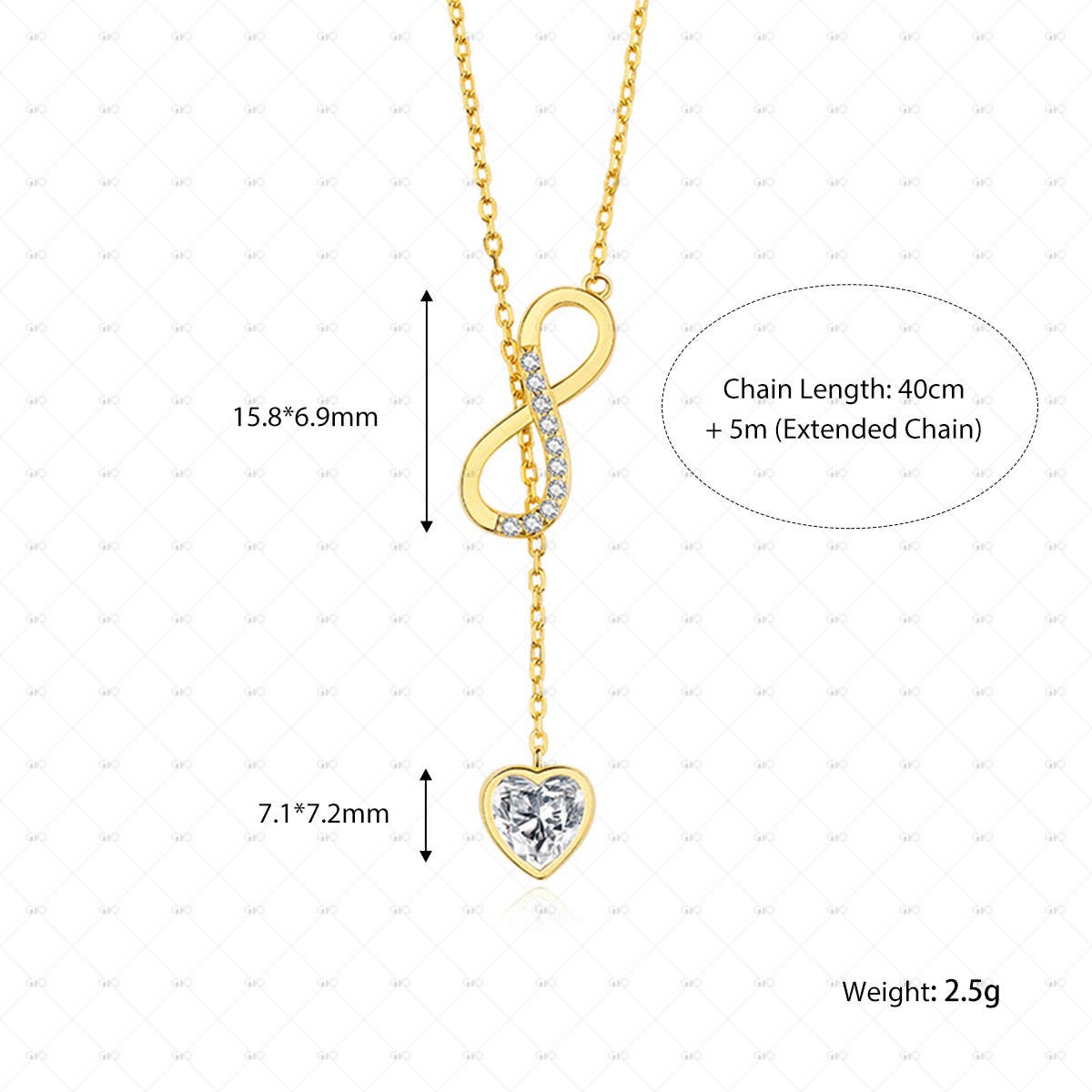 S925 Silver Möbius Heart Shape Zircon Necklace