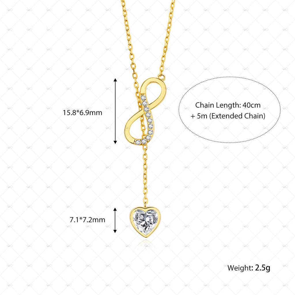S925 Silver Möbius Heart Shape Zircon Necklace