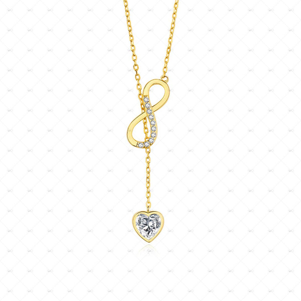 S925 Silver Möbius Heart Shape Zircon Necklace