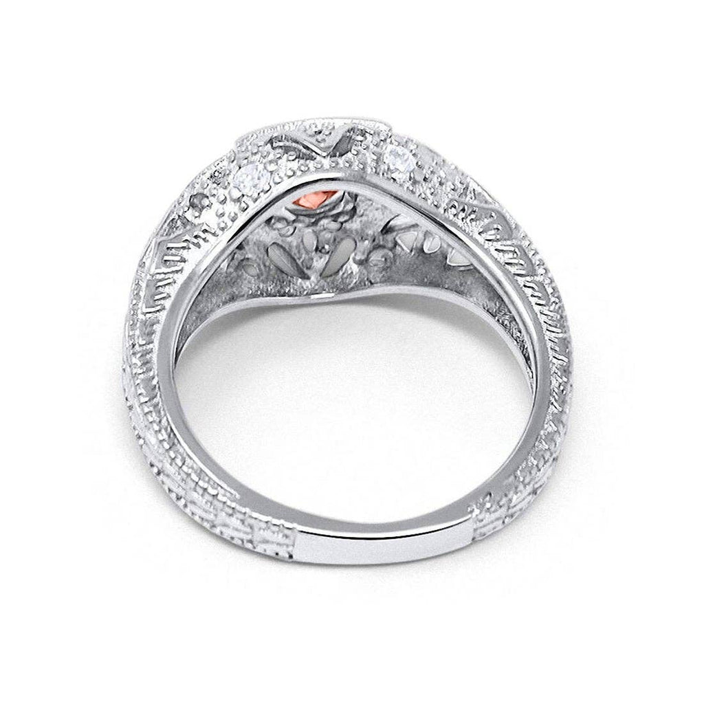 Antique Style Wedding Ring Round Simulated Morganite CZ: Simulated Morganite CZ size k1/2