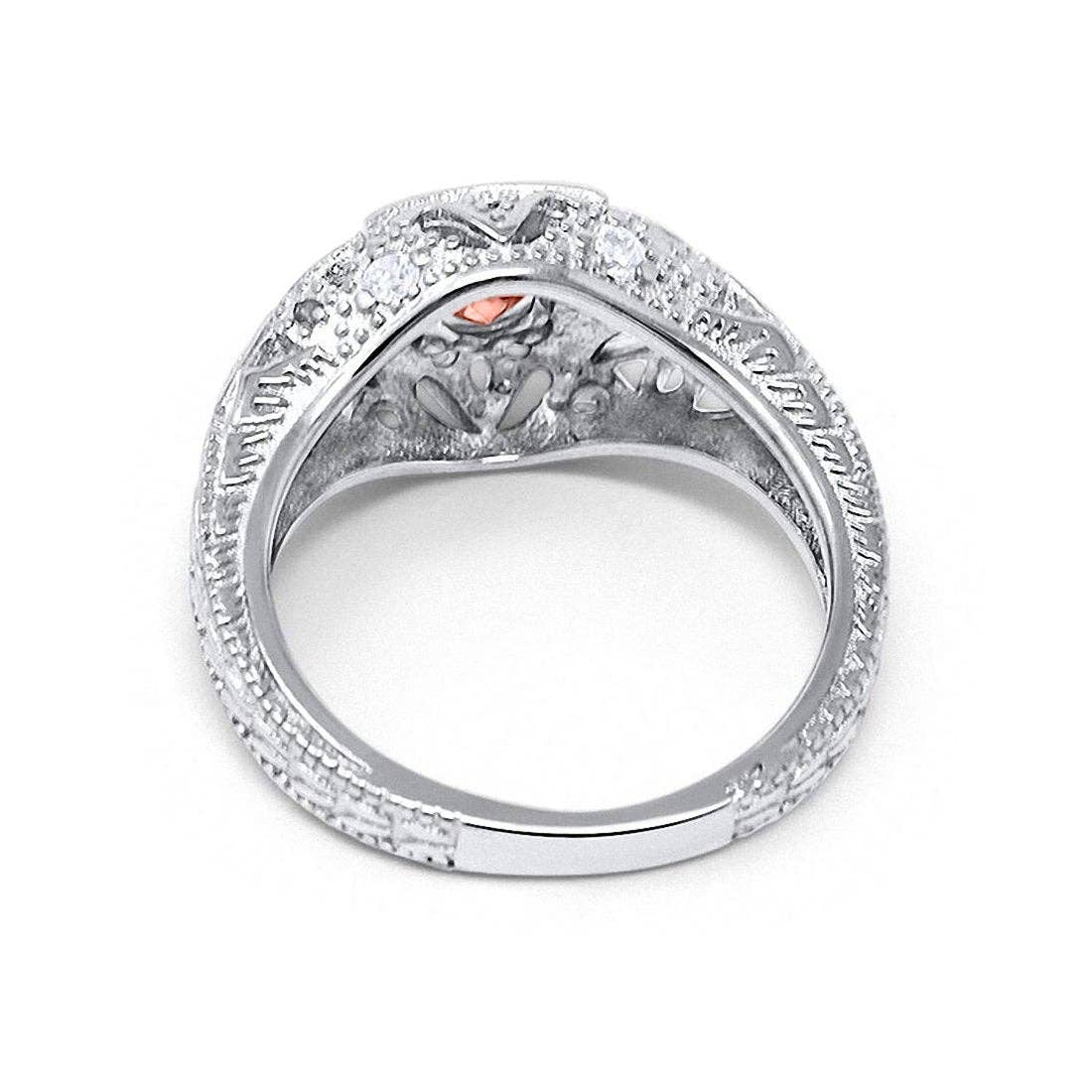 Antique Style Wedding Ring Round Simulated Morganite CZ: Simulated Morganite CZ size k1/2