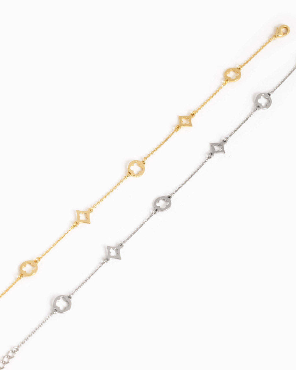 Multi-shape Spade Clover Charm Station Bracelet: Gold