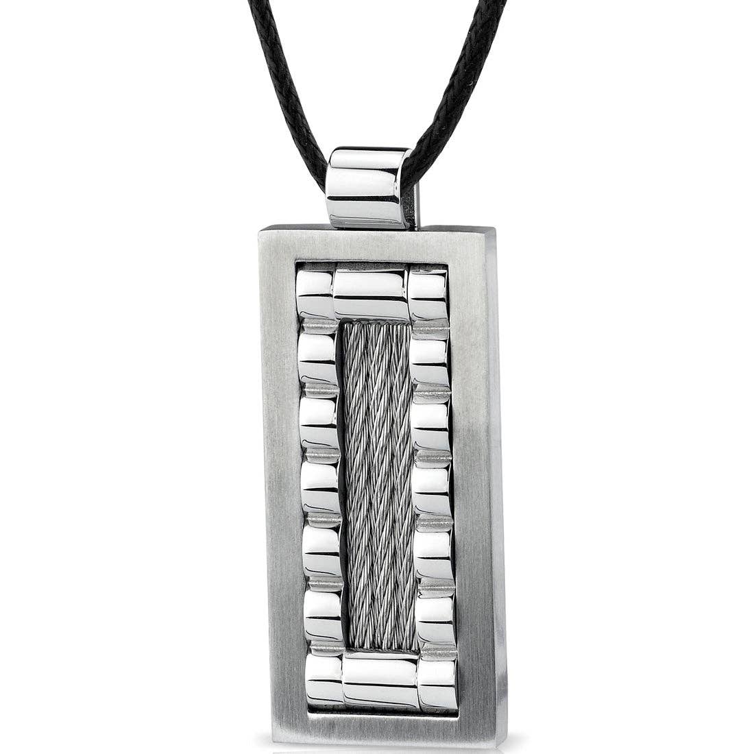 Brushed Cable Stainless Steel Tag Pendant