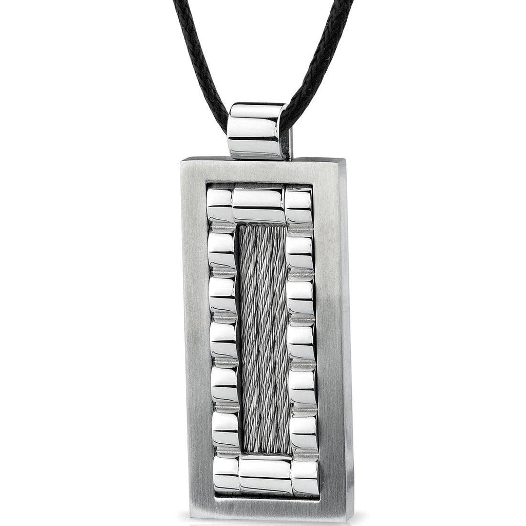 Brushed Cable Stainless Steel Tag Pendant