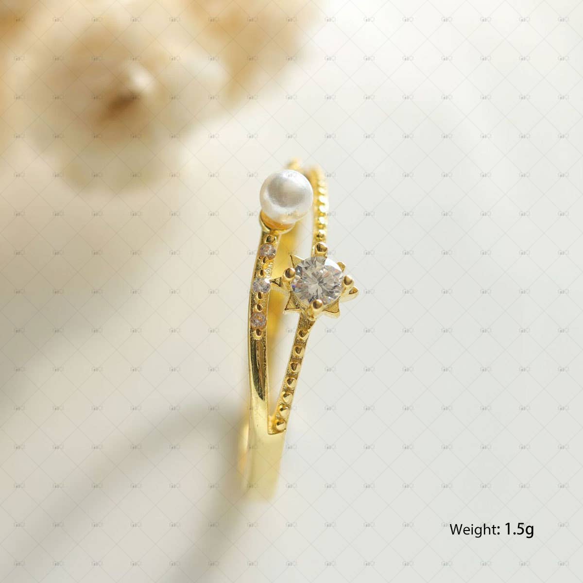 S925 Sterling Silver Pearl Zircon Ring Adjustable size from K and above