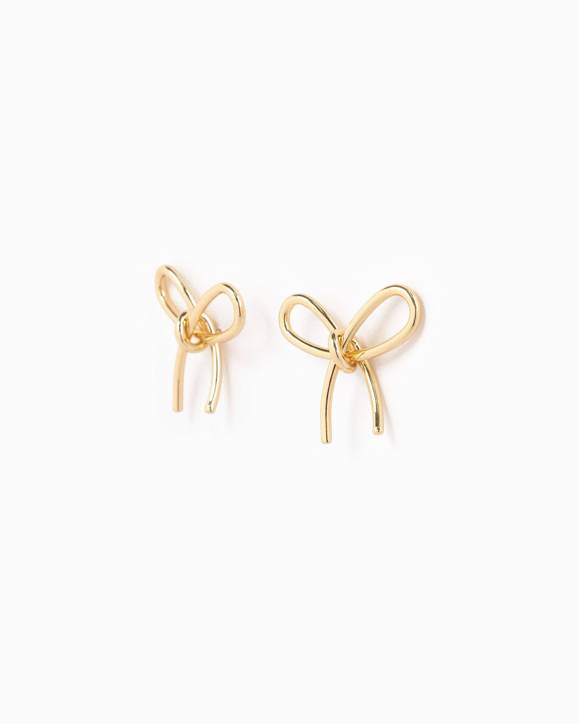 Thin Line Bow Stud Earrings: Gold