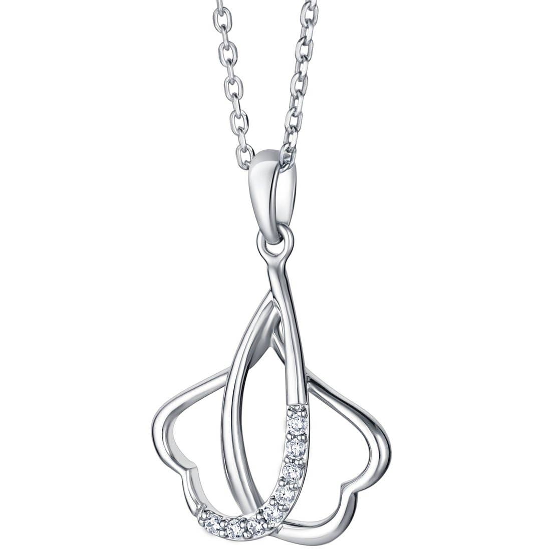 Sterling Silver Linked Hearts Pendant Hypoallergenic
